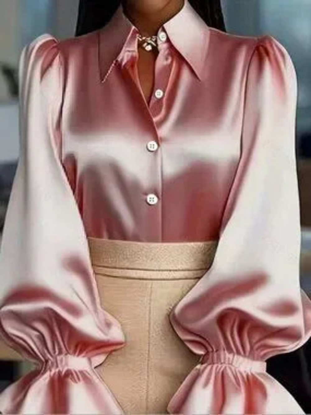 ZARA Pink Casual Women's Regular Button-Down Shirt